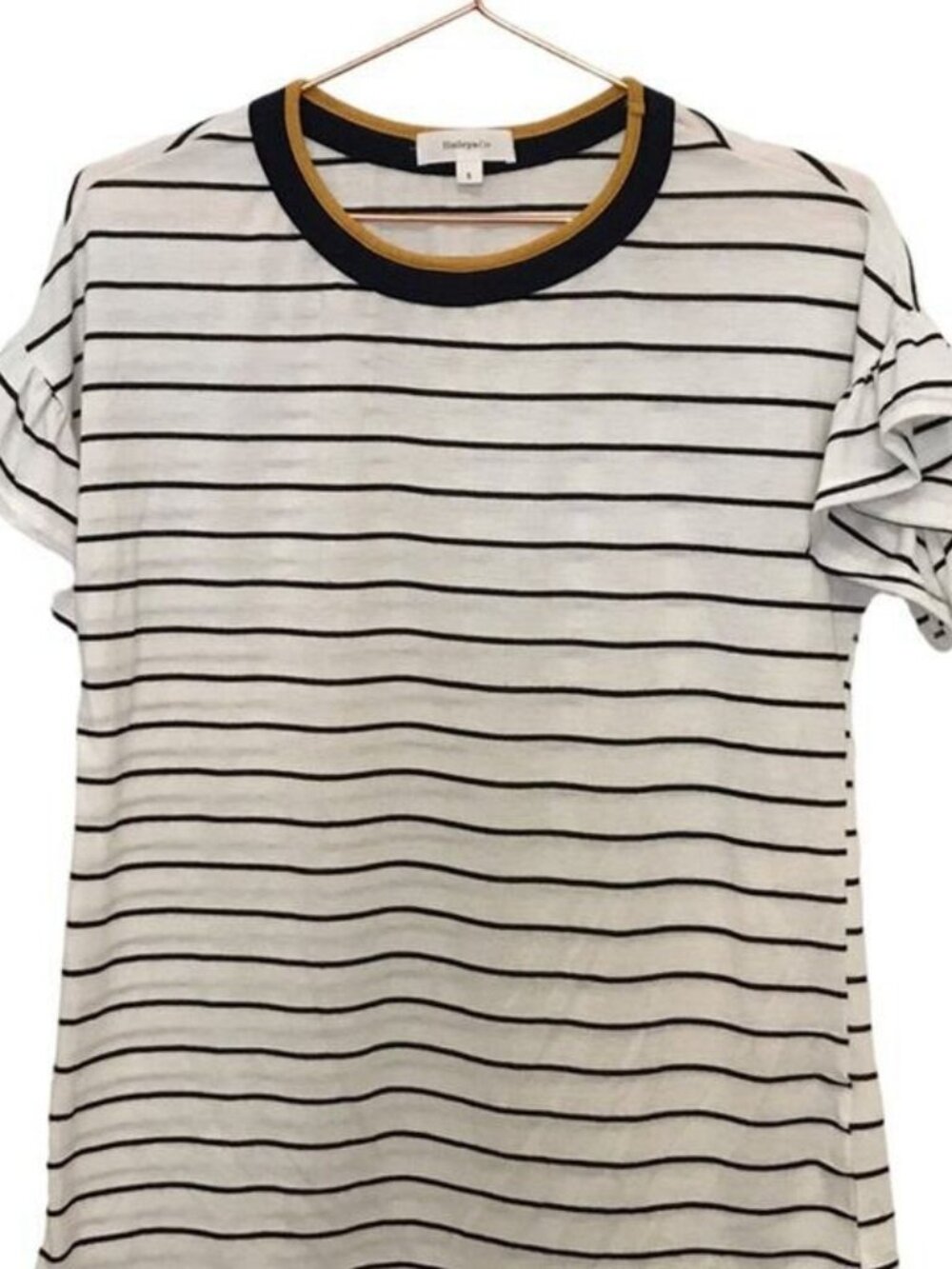 Cream and Black Striped Tee for Women
